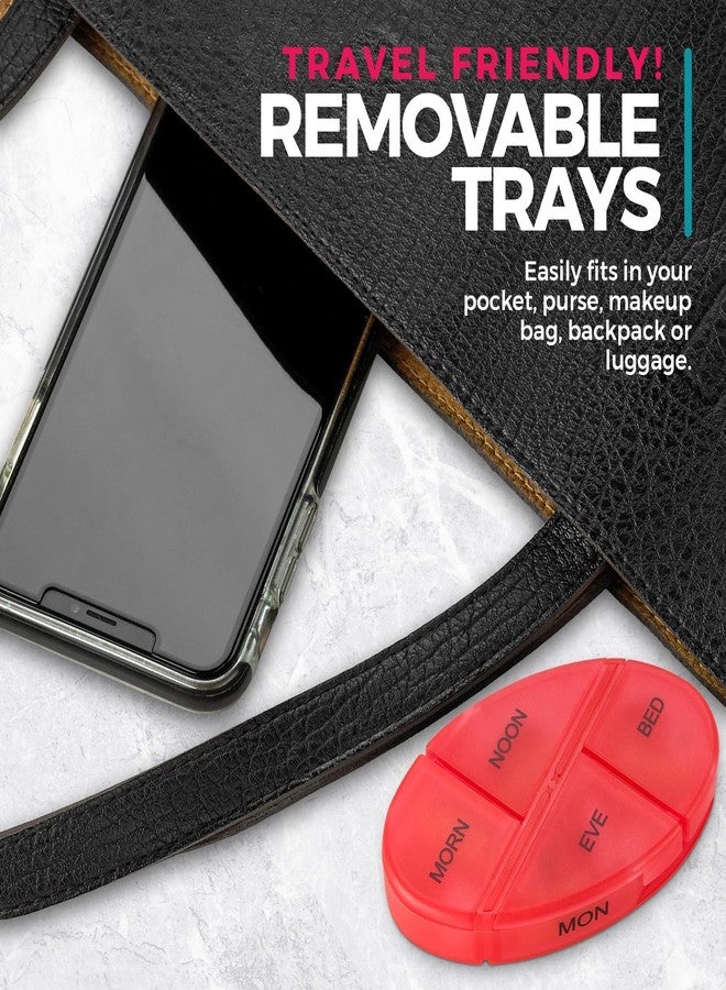 ميدكا منظم حبوب أسبوعي من MEDca، موزع واحد، 7 أقسام متعددة الألوان قابلة للتكديس، أربع مرات في اليوم - صباحًا، ظهرًا، مساءً، وقبل النوم، أبيض، عبوة من قطعتين - Image 4